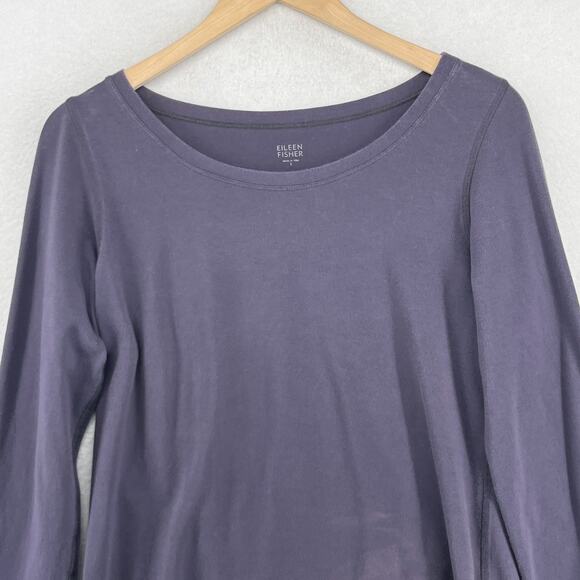 EILEEN FISHER Top S Organic Cotton Stretch Jersey Round Neck Long Sleeve Gray - Picture 3 of 14
